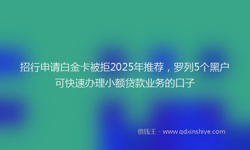 招行申请白金卡被拒2025年推荐，罗列5个黑户可快速办理小额贷款业务的口子