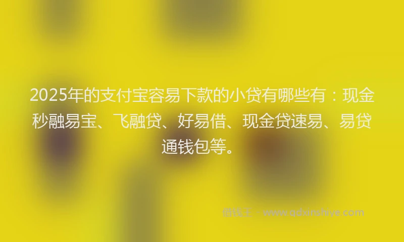 2025年的支付宝容易下款的小贷有哪些有：现金秒融易宝、飞融贷、好易借、现金贷速易、易贷通钱包等。