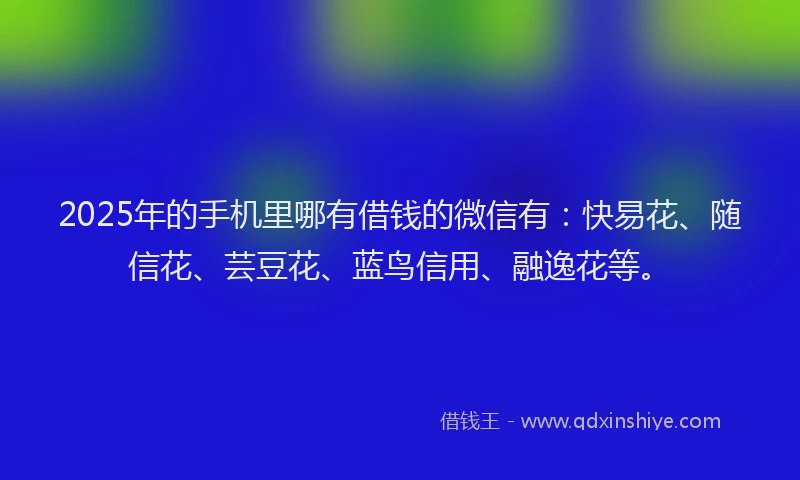 2025年的手机里哪有借钱的微信有：快易花、随信花、芸豆花、蓝鸟信用、融逸花等。