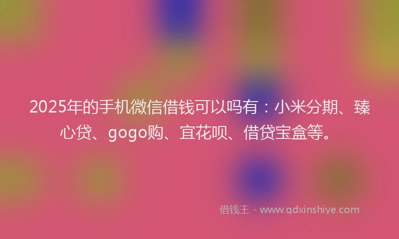 2025年的手机微信借钱可以吗有：小米分期、臻心贷、gogo购、宜花呗、借贷宝盒等。