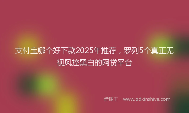 支付宝哪个好下款2025年推荐，罗列5个真正无视风控黑白的网贷平台