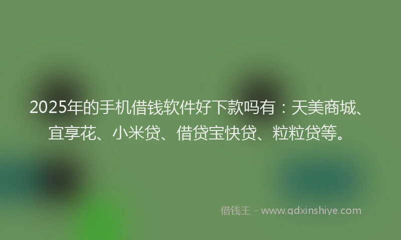 2025年的手机借钱软件好下款吗有：天美商城、宜享花、小米贷、借贷宝快贷、粒粒贷等。