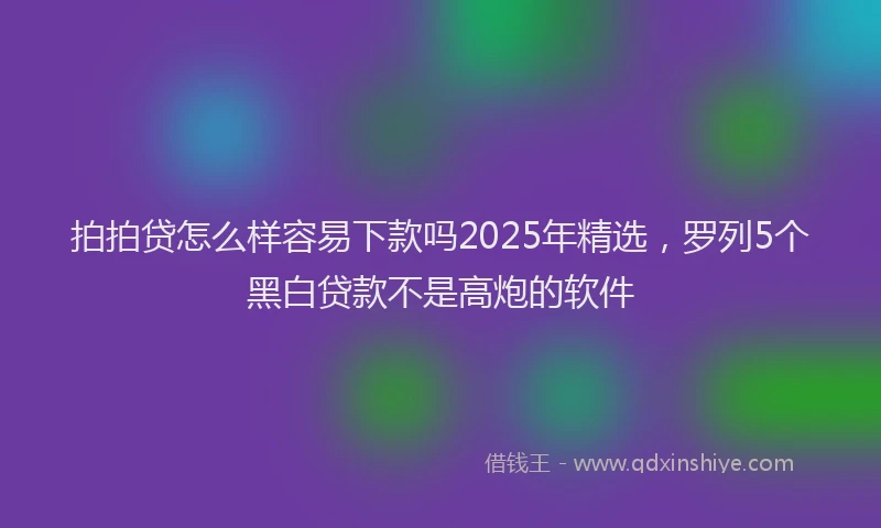 拍拍贷怎么样容易下款吗2025年精选，罗列5个黑白贷款不是高炮的软件