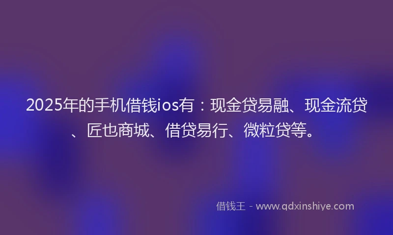 2025年的手机借钱ios有：现金贷易融、现金流贷、匠也商城、借贷易行、微粒贷等。