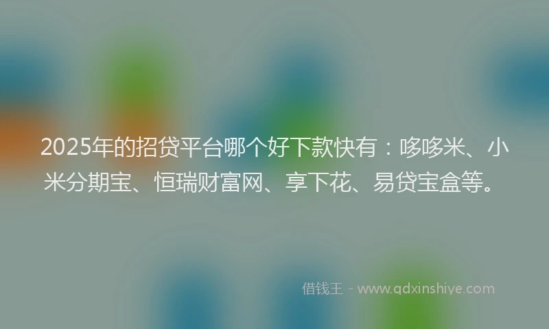2025年的招贷平台哪个好下款快有：哆哆米、小米分期宝、恒瑞财富网、享下花、易贷宝盒等。