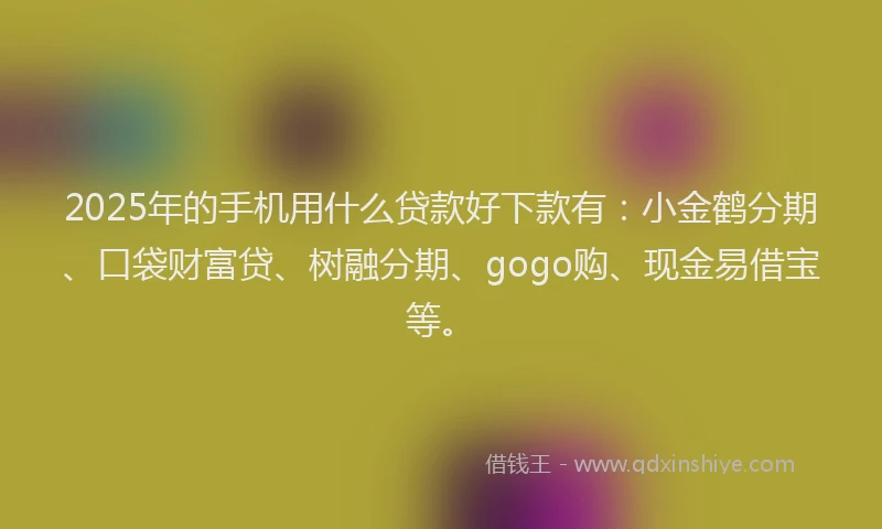 2025年的手机用什么贷款好下款有：小金鹤分期、口袋财富贷、树融分期、gogo购、现金易借宝等。