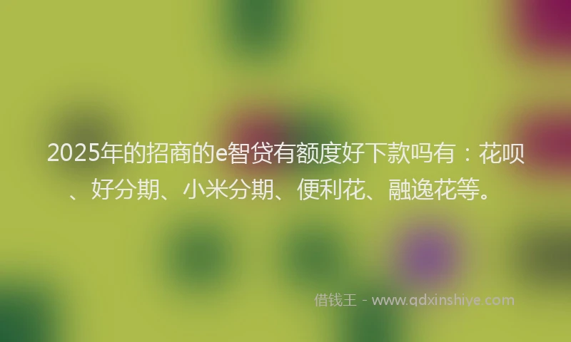 2025年的招商的e智贷有额度好下款吗有：花呗、好分期、小米分期、便利花、融逸花等。