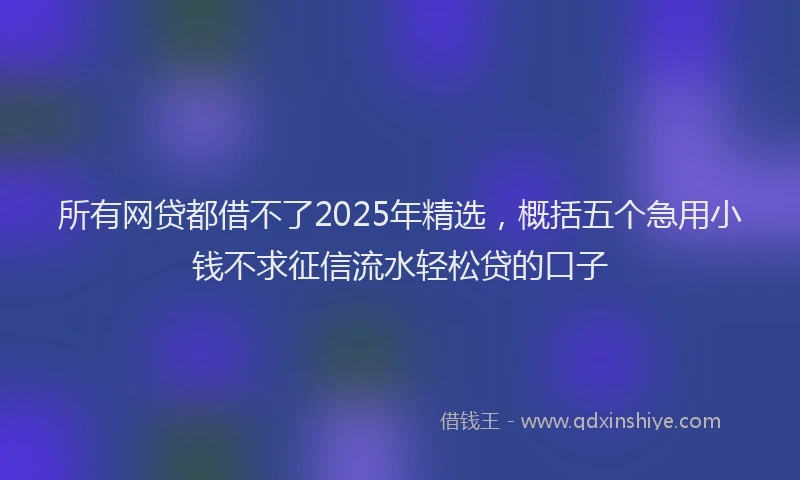 所有网贷都借不了2025年精选，概括五个急用小钱不求征信流水轻松贷的口子