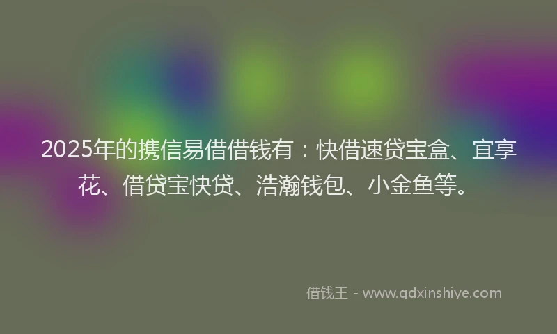 2025年的携信易借借钱有：快借速贷宝盒、宜享花、借贷宝快贷、浩瀚钱包、小金鱼等。