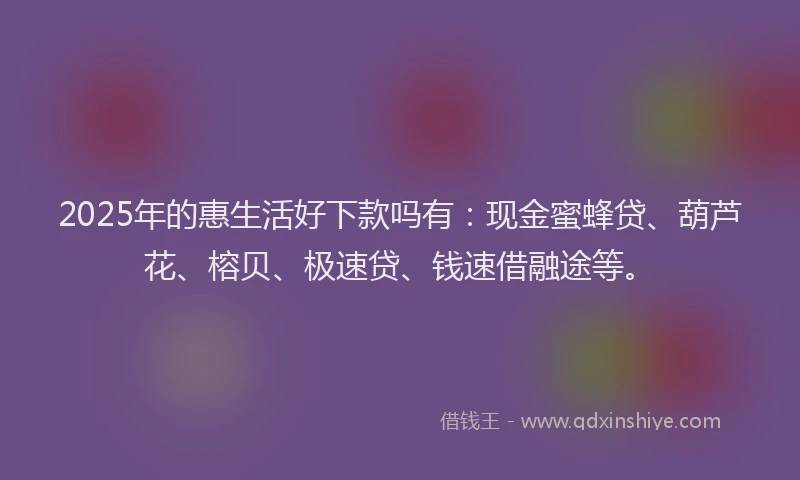 2025年的惠生活好下款吗有：现金蜜蜂贷、葫芦花、榕贝、极速贷、钱速借融途等。