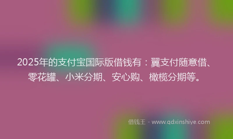 2025年的支付宝国际版借钱有：翼支付随意借、零花罐、小米分期、安心购、橄榄分期等。