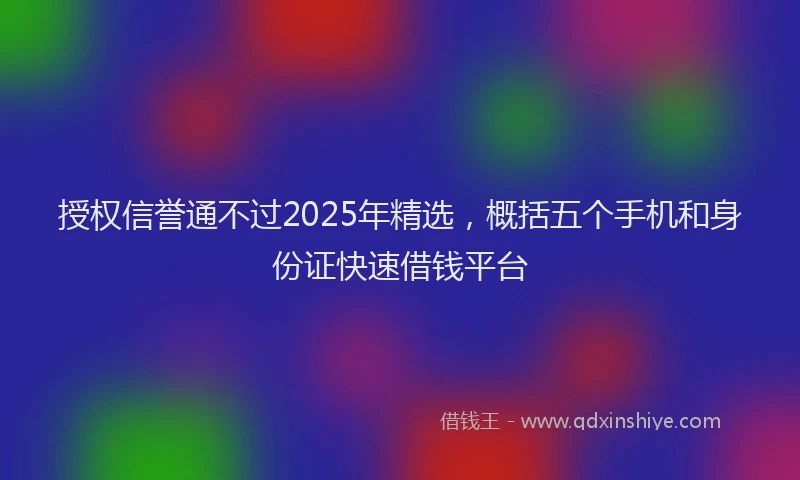 授权信誉通不过2025年精选，概括五个手机和身份证快速借钱平台