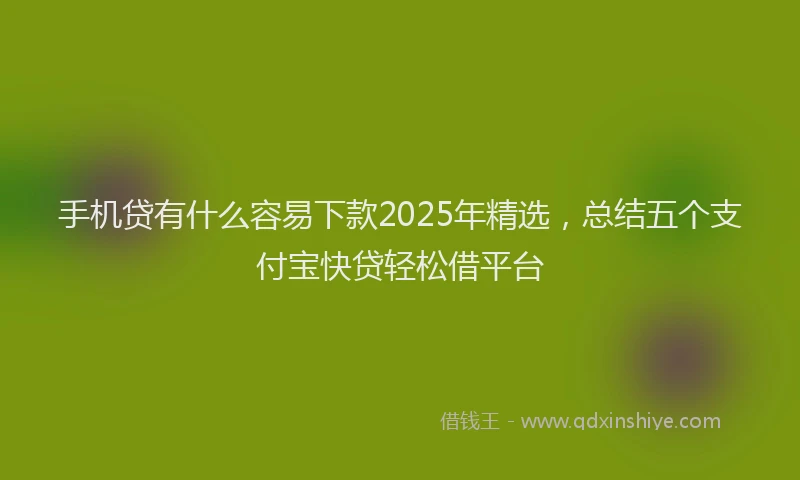 手机贷有什么容易下款2025年精选，总结五个支付宝快贷轻松借平台