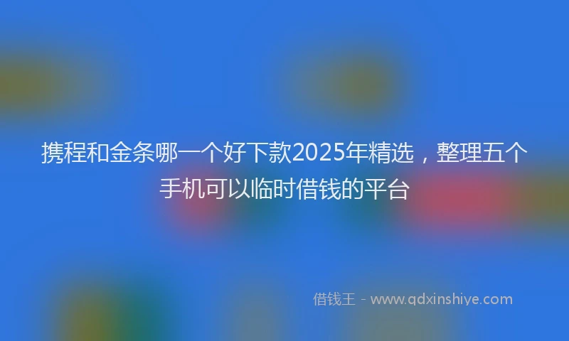携程和金条哪一个好下款2025年精选，整理五个手机可以临时借钱的平台