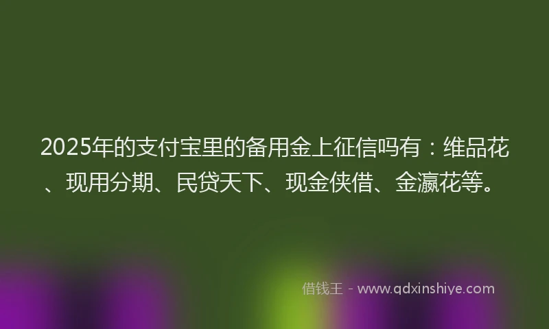 2025年的支付宝里的备用金上征信吗有：维品花、现用分期、民贷天下、现金侠借、金瀛花等。