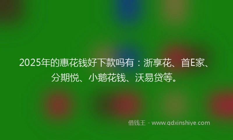 2025年的惠花钱好下款吗有：浙享花、首E家、分期悦、小鹅花钱、沃易贷等。