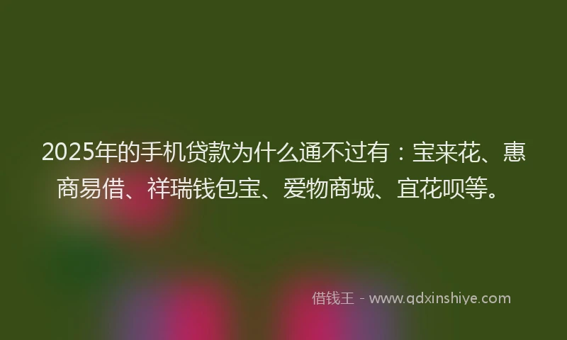 2025年的手机贷款为什么通不过有：宝来花、惠商易借、祥瑞钱包宝、爱物商城、宜花呗等。