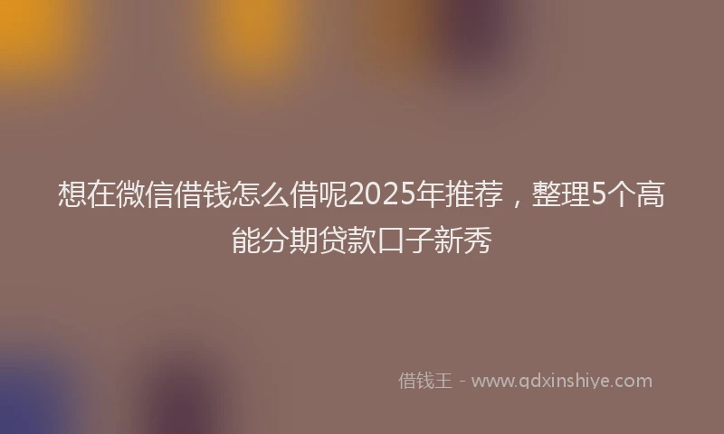 想在微信借钱怎么借呢2025年推荐，整理5个高能分期贷款口子新秀