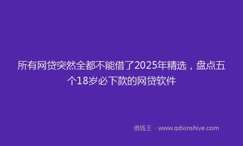 所有网贷突然全都不能借了2025年精选，盘点五个18岁必下款的网贷软件