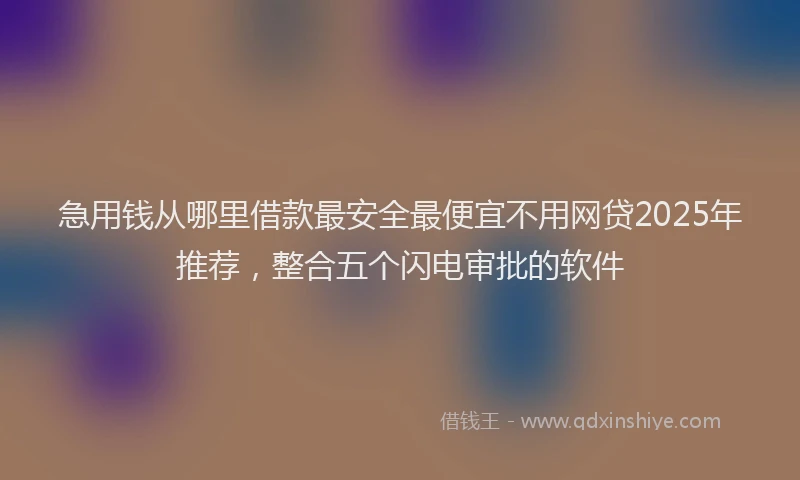 急用钱从哪里借款最安全最便宜不用网贷2025年推荐，整合五个闪电审批的软件