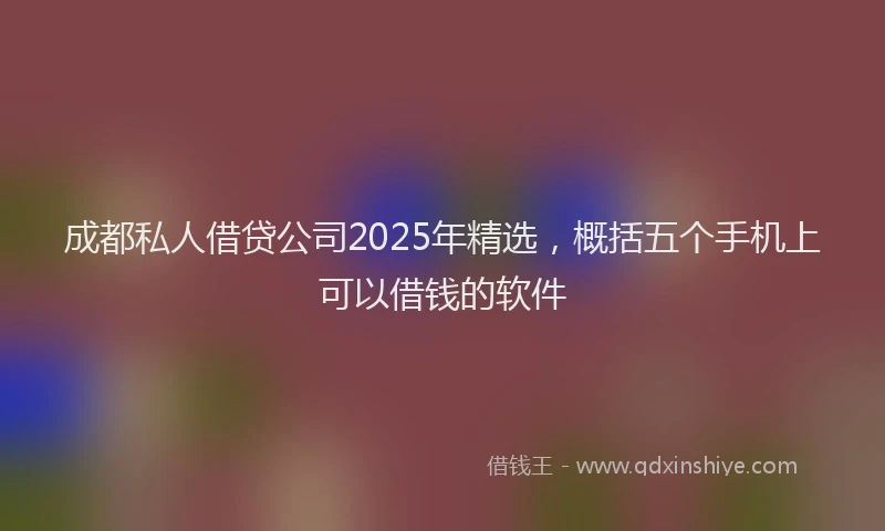 成都私人借贷公司2025年精选，概括五个手机上可以借钱的软件
