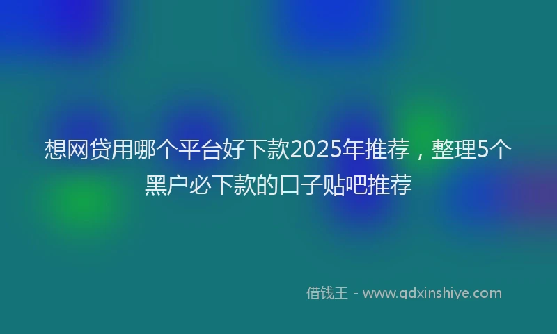 想网贷用哪个平台好下款2025年推荐，整理5个黑户必下款的口子贴吧推荐