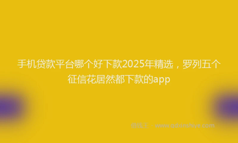 手机贷款平台哪个好下款2025年精选，罗列五个征信花居然都下款的app