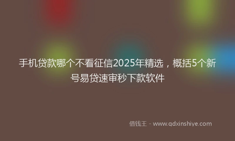 手机贷款哪个不看征信2025年精选，概括5个新号易贷速审秒下款软件