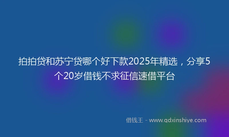拍拍贷和苏宁贷哪个好下款2025年精选，分享5个20岁借钱不求征信速借平台