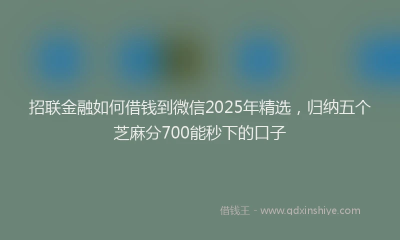 招联金融如何借钱到微信2025年精选，归纳五个芝麻分700能秒下的口子