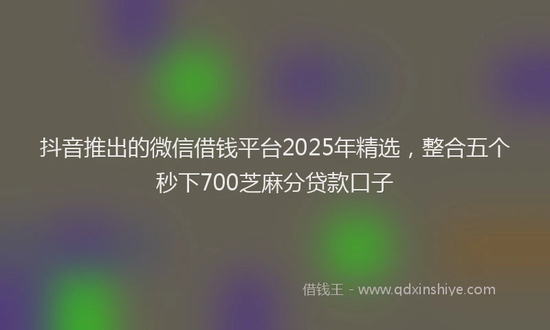 抖音推出的微信借钱平台2025年精选，整合五个秒下700芝麻分贷款口子