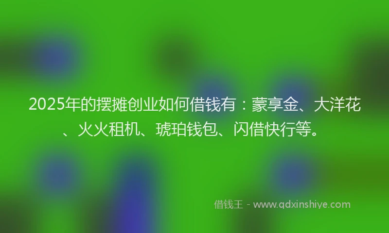 2025年的摆摊创业如何借钱有：蒙享金、大洋花、火火租机、琥珀钱包、闪借快行等。
