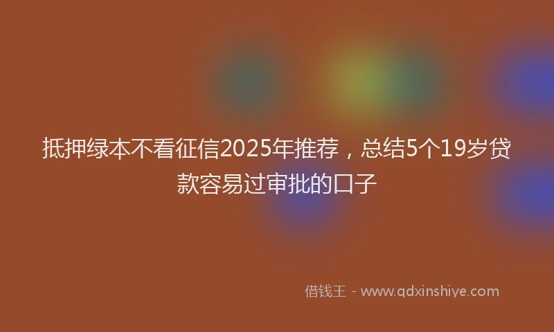 抵押绿本不看征信2025年推荐，总结5个19岁贷款容易过审批的口子