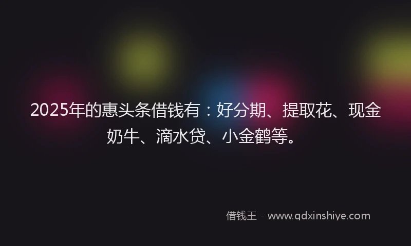 2025年的惠头条借钱有：好分期、提取花、现金奶牛、滴水贷、小金鹤等。