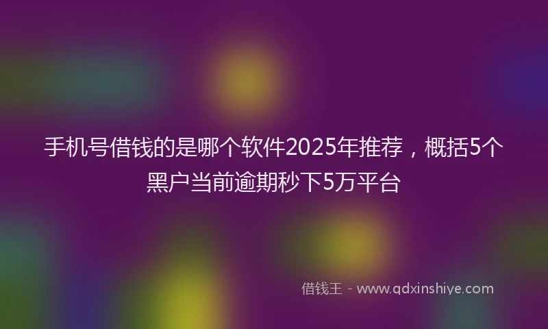 手机号借钱的是哪个软件2025年推荐，概括5个黑户当前逾期秒下5万平台