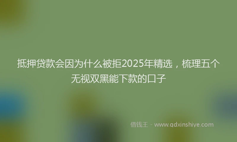 抵押贷款会因为什么被拒2025年精选，梳理五个无视双黑能下款的口子