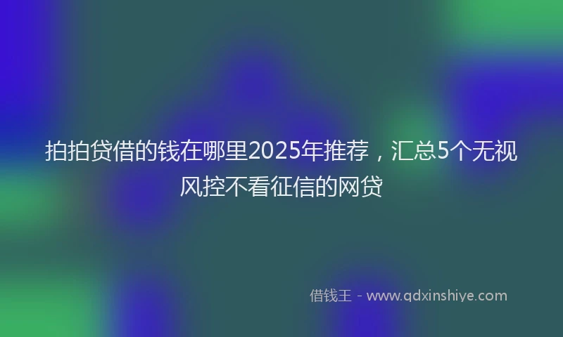 拍拍贷借的钱在哪里2025年推荐，汇总5个无视风控不看征信的网贷