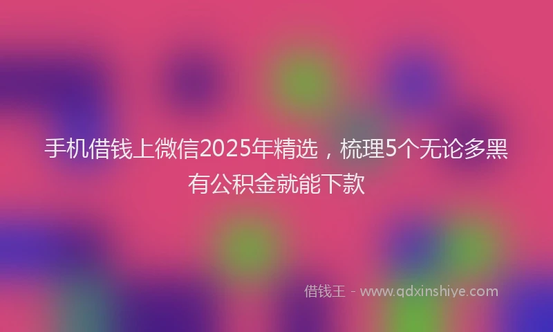 手机借钱上微信2025年精选，梳理5个无论多黑有公积金就能下款
