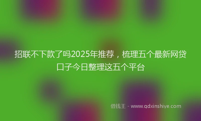 招联不下款了吗2025年推荐，梳理五个最新网贷口子今日整理这五个平台