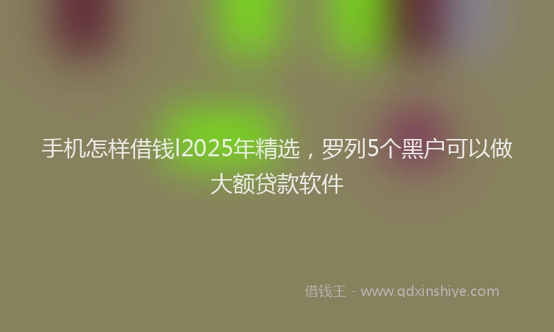 手机怎样借钱l2025年精选，罗列5个黑户可以做大额贷款软件