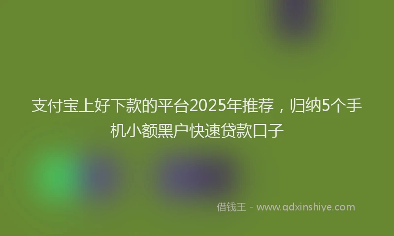 支付宝上好下款的平台2025年推荐，归纳5个手机小额黑户快速贷款口子