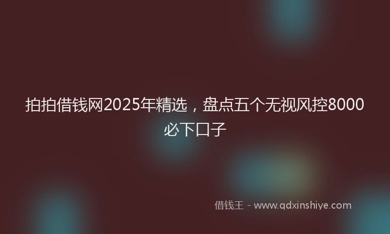 拍拍借钱网2025年精选，盘点五个无视风控8000必下口子