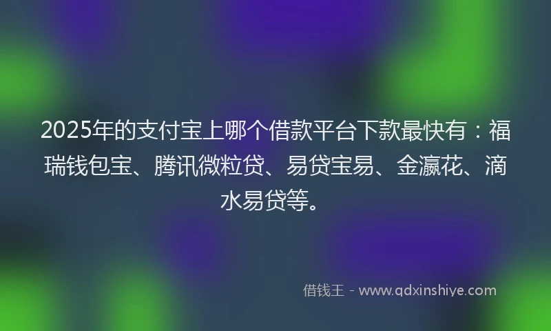 2025年的支付宝上哪个借款平台下款最快有：福瑞钱包宝、腾讯微粒贷、易贷宝易、金瀛花、滴水易贷等。