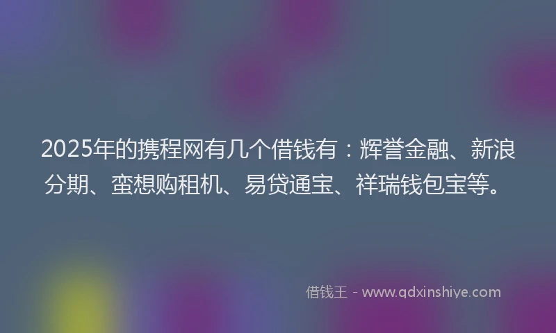 2025年的携程网有几个借钱有：辉誉金融、新浪分期、蛮想购租机、易贷通宝、祥瑞钱包宝等。