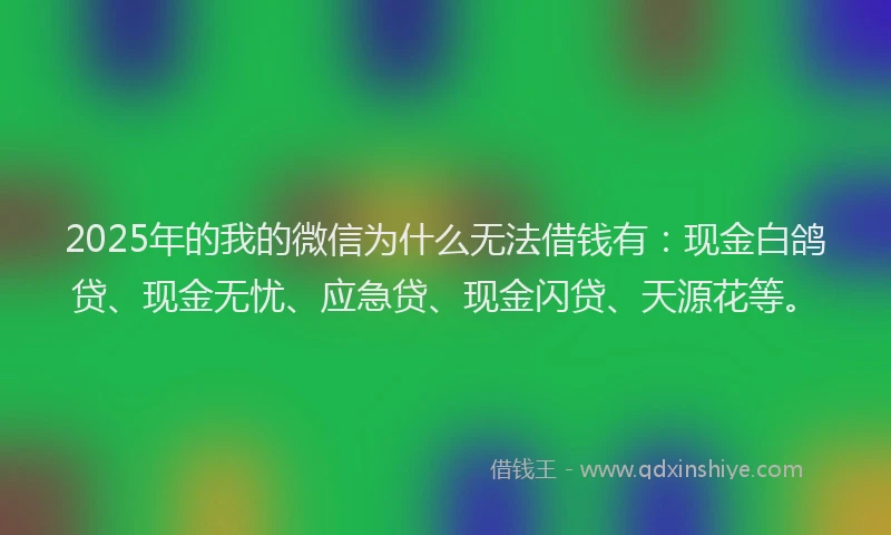 2025年的我的微信为什么无法借钱有：现金白鸽贷、现金无忧、应急贷、现金闪贷、天源花等。