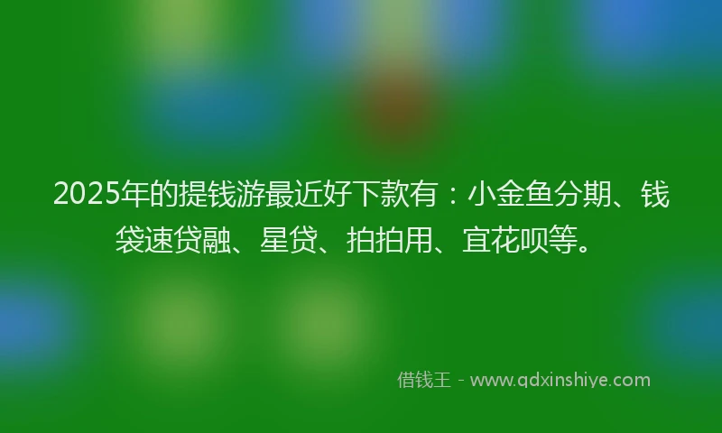 2025年的提钱游最近好下款有：小金鱼分期、钱袋速贷融、星贷、拍拍用、宜花呗等。