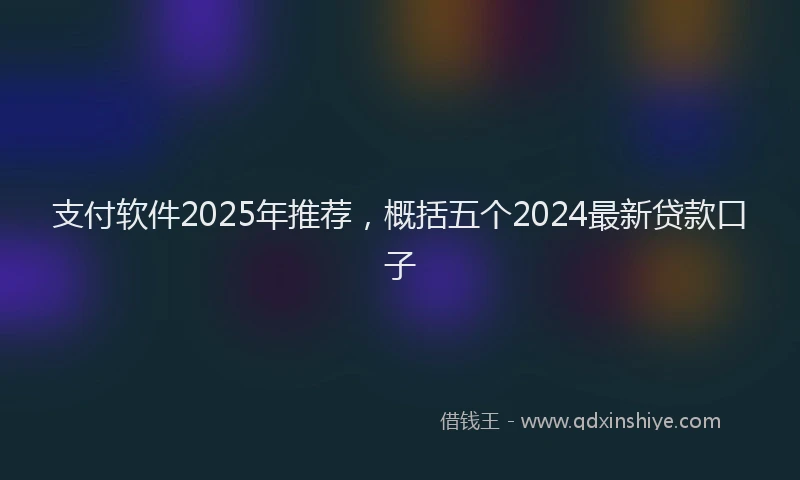 支付软件2025年推荐，概括五个2024最新贷款口子