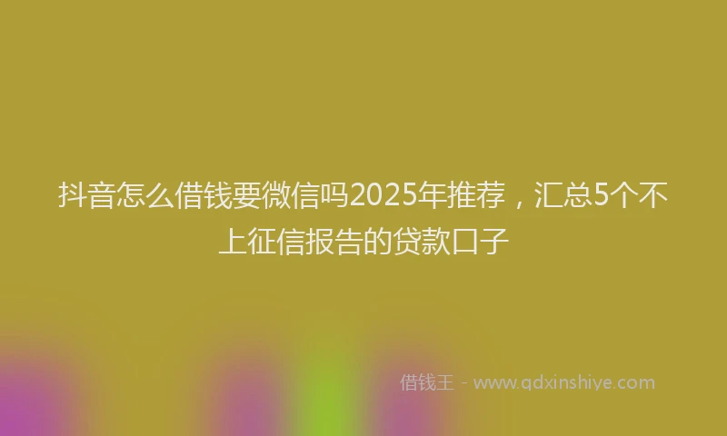抖音怎么借钱要微信吗2025年推荐，汇总5个不上征信报告的贷款口子