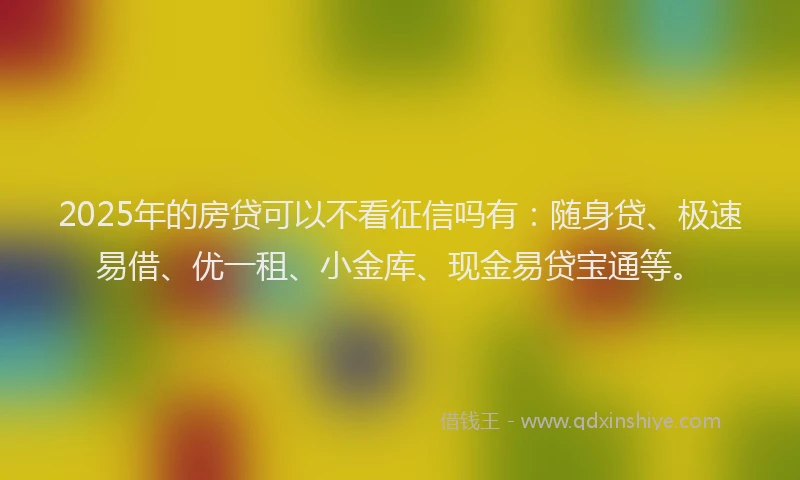 2025年的房贷可以不看征信吗有：随身贷、极速易借、优一租、小金库、现金易贷宝通等。