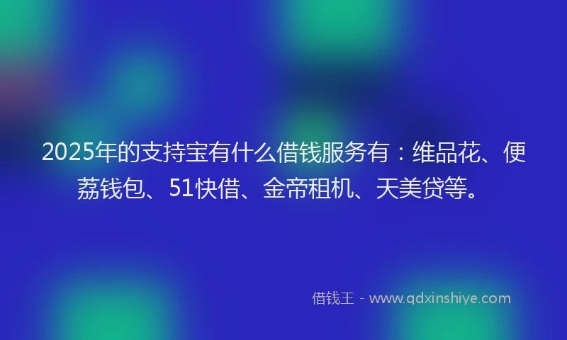 2025年的支持宝有什么借钱服务有：维品花、便荔钱包、51快借、金帝租机、天美贷等。